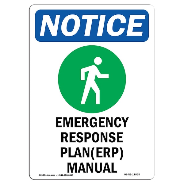 Safety Sign, OSHA Notice, 5" Height, Emergency Response Sign With Symbol, Portrait, 10PK